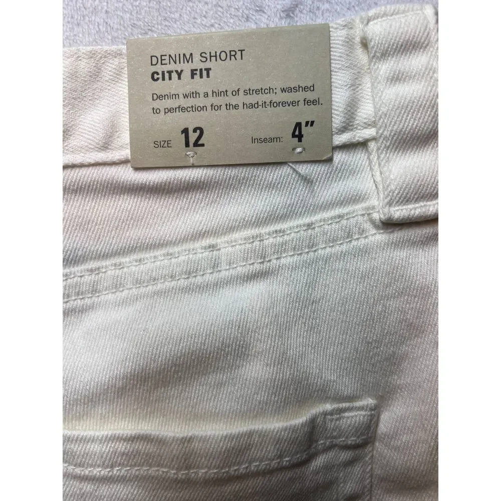 NWT J.Crew Factory Women's Denim Shorts City Fit White Size 12